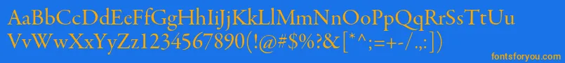 GaramondpremrproSubh-Schriftart – Orangefarbene Schriften auf blauem Hintergrund