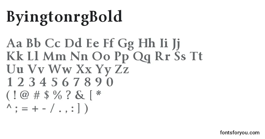 Schriftart ByingtonrgBold – Alphabet, Zahlen, spezielle Symbole