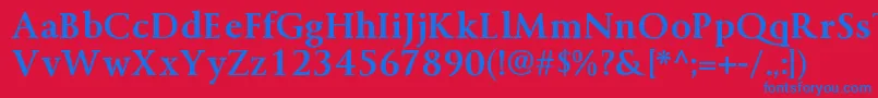 ByingtonrgBold-Schriftart – Blaue Schriften auf rotem Hintergrund