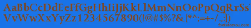 フォントByingtonrgBold – 茶色の文字が青い背景にあります。