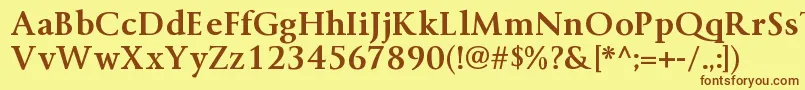 ByingtonrgBold-Schriftart – Braune Schriften auf gelbem Hintergrund