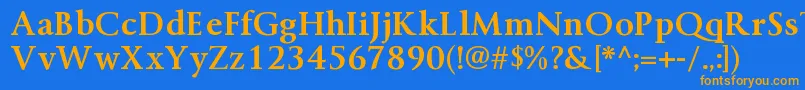 フォントByingtonrgBold – オレンジ色の文字が青い背景にあります。
