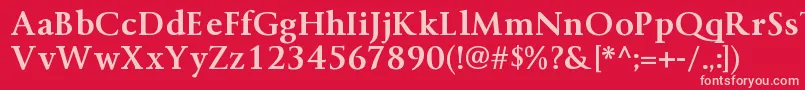 ByingtonrgBold-fontti – vaaleanpunaiset fontit punaisella taustalla