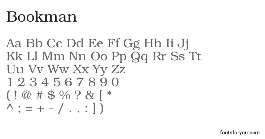 A fonte Bookman – alfabeto, números, caracteres especiais