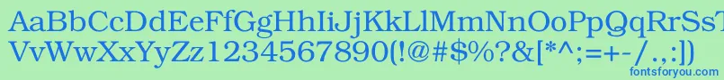 Bookman-Schriftart – Blaue Schriften auf grünem Hintergrund