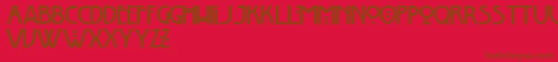 ChelseaStudio-Schriftart – Braune Schriften auf rotem Hintergrund