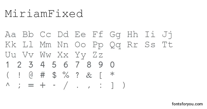 Шрифт MiriamFixed – алфавит, цифры, специальные символы