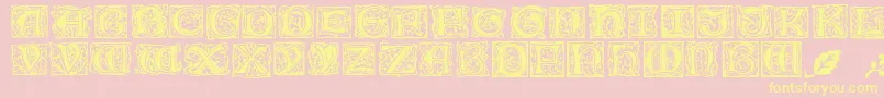 MorrisJensonInitialen-Schriftart – Gelbe Schriften auf rosa Hintergrund