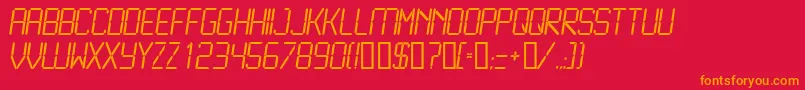 LcdLight-fontti – oranssit fontit punaisella taustalla