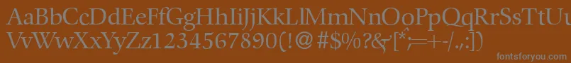 C792RomanRegular-fontti – harmaat kirjasimet ruskealla taustalla