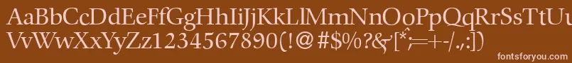 C792RomanRegular-fontti – vaaleanpunaiset fontit ruskealla taustalla