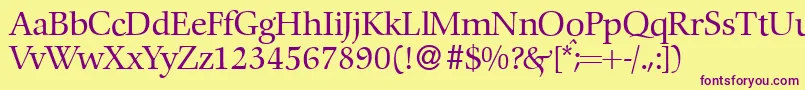 C792RomanRegular-fontti – violetit fontit keltaisella taustalla
