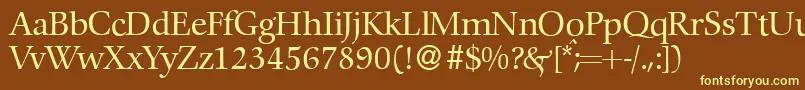 C792RomanRegular-fontti – keltaiset fontit ruskealla taustalla