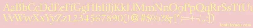 C792RomanRegular-fontti – keltaiset fontit vaaleanpunaisella taustalla