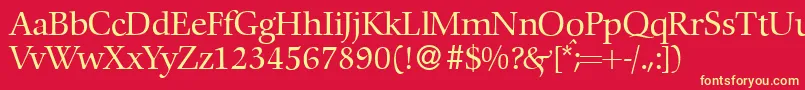 C792RomanRegular-fontti – keltaiset fontit punaisella taustalla