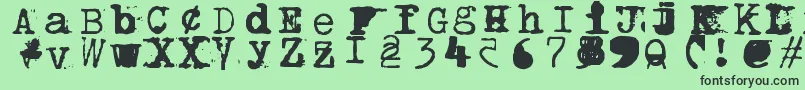 フォントBwptype – 緑の背景に黒い文字