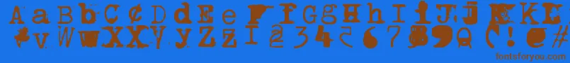 フォントBwptype – 茶色の文字が青い背景にあります。