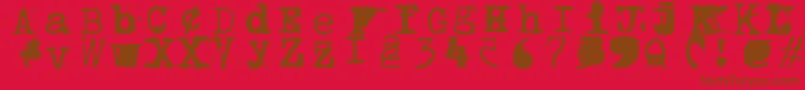 Bwptype-Schriftart – Braune Schriften auf rotem Hintergrund