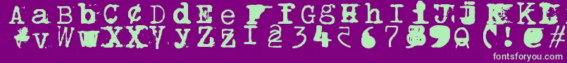Bwptype-Schriftart – Grüne Schriften auf violettem Hintergrund