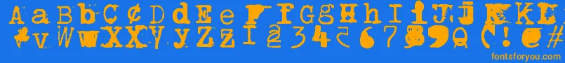 フォントBwptype – オレンジ色の文字が青い背景にあります。