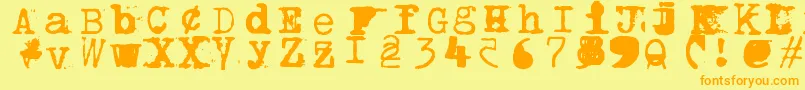 Bwptype-Schriftart – Orangefarbene Schriften auf gelbem Hintergrund