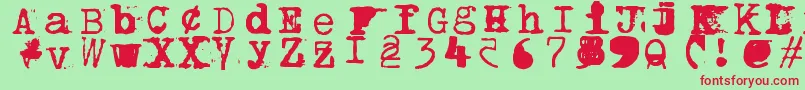 フォントBwptype – 赤い文字の緑の背景