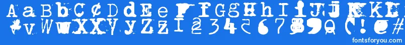 Bwptype-Schriftart – Weiße Schriften auf blauem Hintergrund