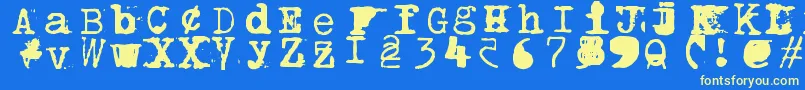 Bwptype-Schriftart – Gelbe Schriften auf blauem Hintergrund