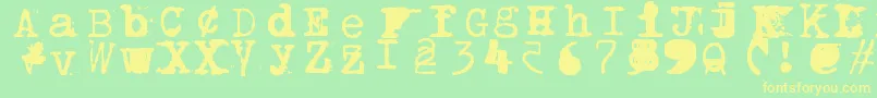 Bwptype-Schriftart – Gelbe Schriften auf grünem Hintergrund
