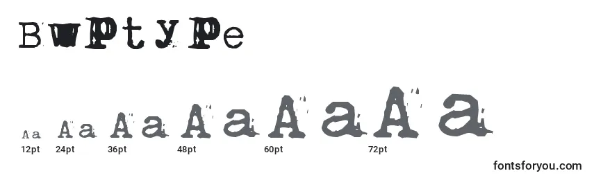 Размеры шрифта Bwptype