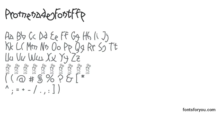 Schriftart PromenadesFontFfp (115048) – Alphabet, Zahlen, spezielle Symbole