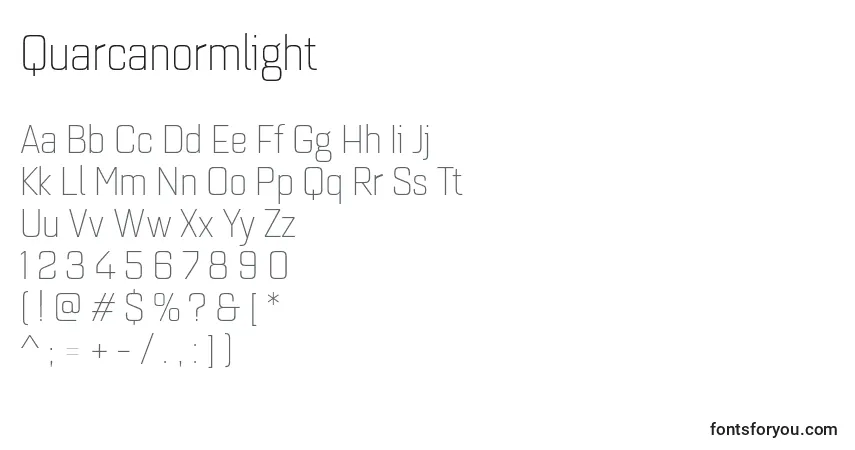 Czcionka Quarcanormlight – alfabet, cyfry, specjalne znaki