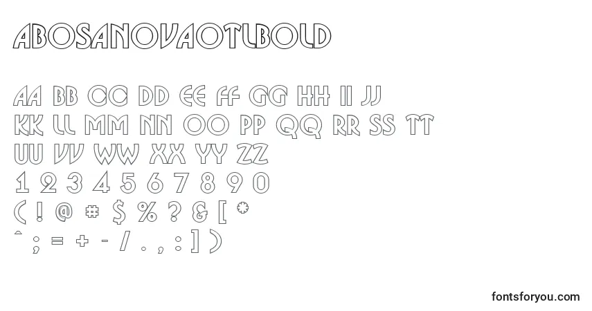 Шрифт ABosanovaotlBold – алфавит, цифры, специальные символы