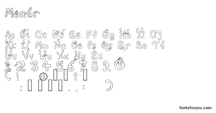 A fonte Montr – alfabeto, números, caracteres especiais