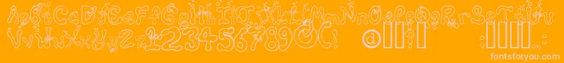 Montr-Schriftart – Rosa Schriften auf orangefarbenem Hintergrund