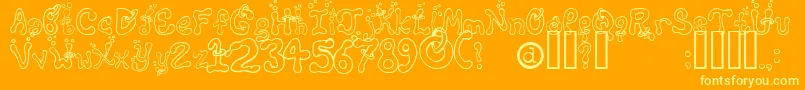 Montr-Schriftart – Gelbe Schriften auf orangefarbenem Hintergrund