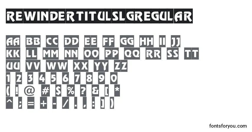 Schriftart RewindertitulslgRegular – Alphabet, Zahlen, spezielle Symbole