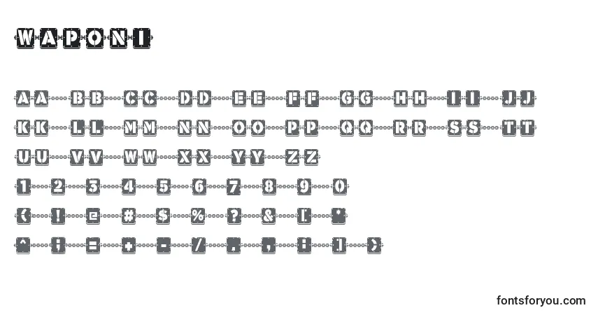 Czcionka Waponi – alfabet, cyfry, specjalne znaki