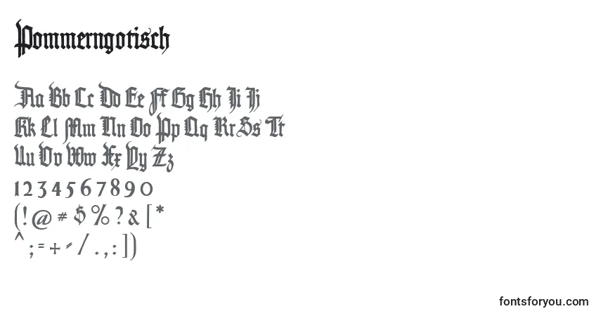 Czcionka Pommerngotisch – alfabet, cyfry, specjalne znaki