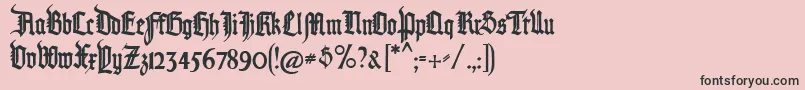 Pommerngotisch-fontti – mustat fontit vaaleanpunaisella taustalla
