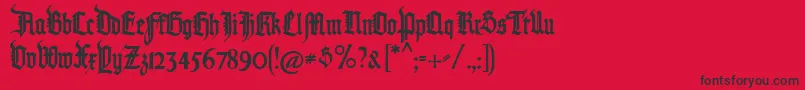 Pommerngotischフォントについての詳細 フォントPommerngotisch – 赤い背景に黒い文字