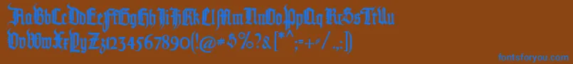 Pommerngotisch-fontti – siniset fontit ruskealla taustalla