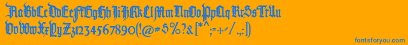 Pommerngotisch-Schriftart – Blaue Schriften auf orangefarbenem Hintergrund