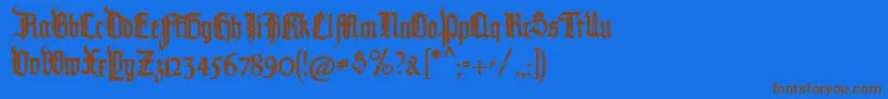 Police Pommerngotisch – polices brunes sur fond bleu