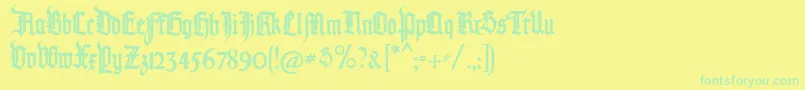 Pommerngotisch Font – Green Fonts on Yellow Background