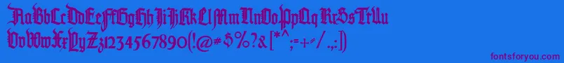 Pommerngotisch Font – Purple Fonts on Blue Background