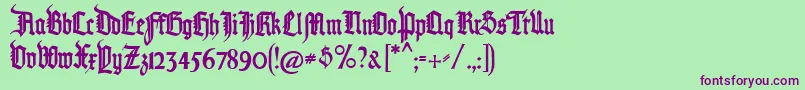 Pommerngotisch Font – Purple Fonts on Green Background
