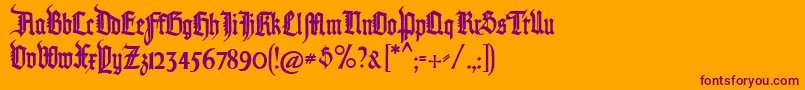 Pommerngotisch-Schriftart – Violette Schriften auf orangefarbenem Hintergrund