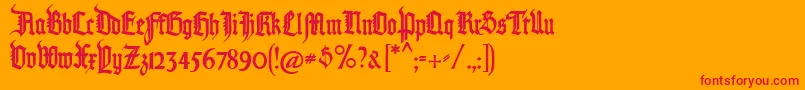 Pommerngotisch Font – Red Fonts on Orange Background