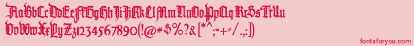 フォントPommerngotisch – ピンクの背景に赤い文字